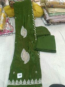 Green Embellished Suit Fabric