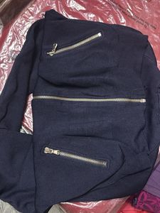 Stylish Navy Jacket with Zippers