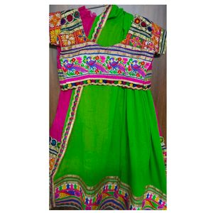 Pink Embroidered Skirt With Blouse And Dupatta