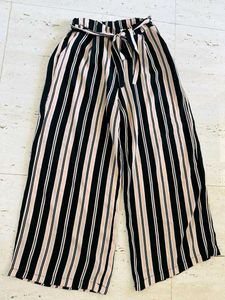 Striped Wide Leg Tie Waist Pants