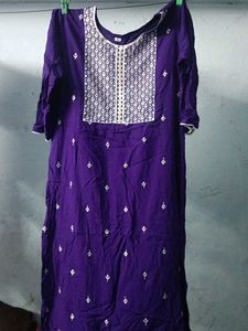 Embroidered Purple Kurti - Size L