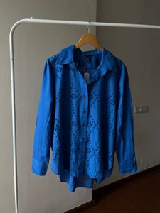 NEW LOOK Broderie Anglaise Blue Shirt