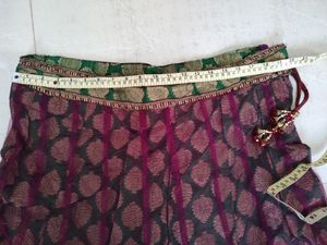 Green -Violet Lahenga Net With Brocade