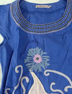 Blue Floral Embellished Dress