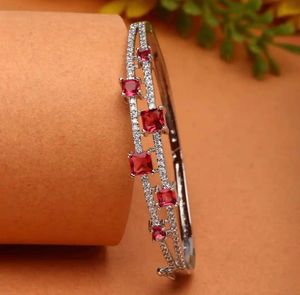 Elegant Ruby & Crystal Bangle