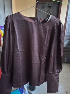 Elegant Brown Long Sleeve Top