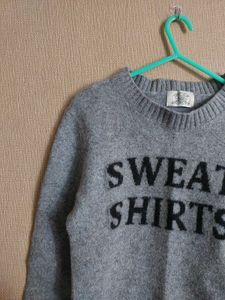 Gray "Sweatshirts" Knit Sweater