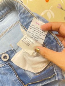 Sky Blue Faded Denim For Girls
