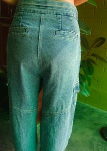 Vintage High-Waisted Denim Cargo Pants