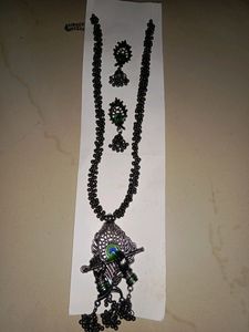 Oxidised Jewelery Set Krishna Flute
