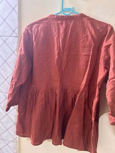 Embroidered Brown Tunic Top