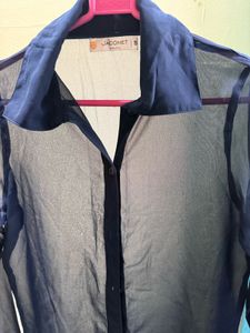 Sheer Navy Blue Shirt For Women/Girl
