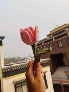 Handmade Crochet Pink Tulip Flower