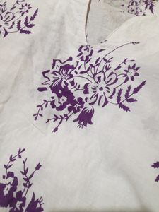 White And Lavender Kurta