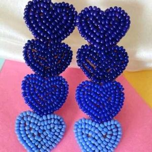 Blue Heart Beaded Earrings🧿