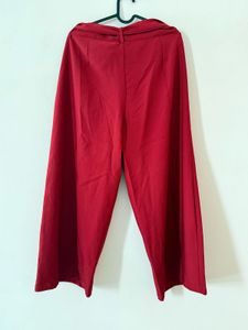 Red Belted Wide Leg Pants