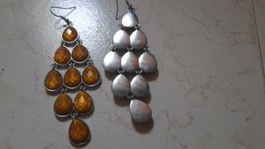 Yellow Long Earrings Drop Shape