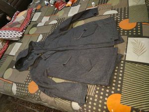 Gray long korean hoody jacket fur inside