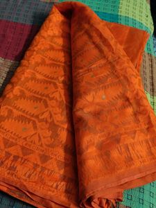 Orange Dhakai Buti Saree