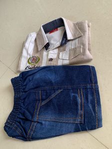 Boys Outfit: Shirt &amp; Denim Shorts