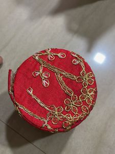 Red Embroidered Pouch