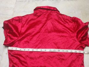 Papaya Red Satin Blouse