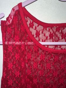 Pantaloons Red Lace Dress - Size S