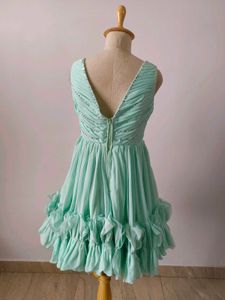 Mint Green Sequin Ruffle Dress