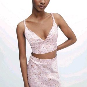 ZARA PINK PAISLEY CROP TOP