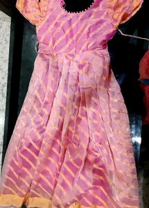 Pink &amp; Gold Leheriya Dress