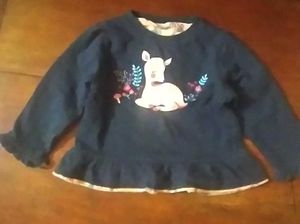Deer Print Ruffle Hem Sweatshirt