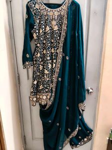 Elegant Teal stone work Salwar Kame