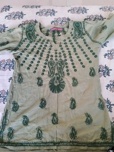 Green Embroidered Kurta