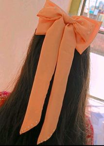 Peach Pearl Hair Bow