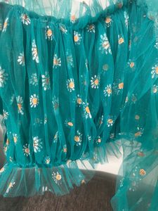 Emerald Green Sheer Floral Top