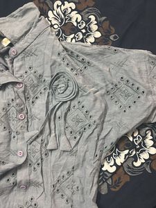 Grey Embroidered style top