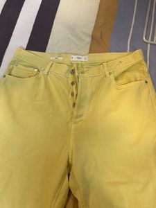 Mango Yellow Straight Fit High Rise Jeans