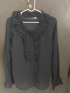 Black Ruffle Blouse
