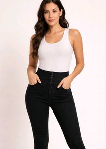 High-Waisted Black Skinny Jeans