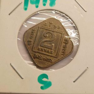 Rare George V 1918 2 Annas &amp; 1929 1 Anna Coin Set