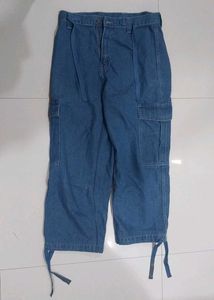 Blue Denim Cargo Pants