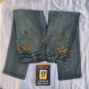 Embroidered Bootcut Denim Y2K