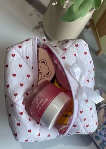 Quilted Heart Print Cosmetic Bag🌸💖