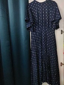 Navy Polka Dot Midi Dress