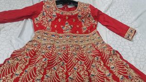 Red Embroidered Anarkali Dress