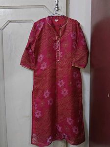 Pure Jaipur Bandhani Cotton Kurta | Rani Pink 🩷