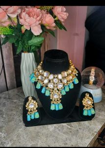 Sky Blue Royal Kundan Jewelry Set