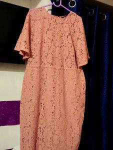 Lace Midi Dress - Pink