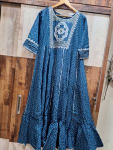 Blue Anarkali Embroidered Maxi Dress