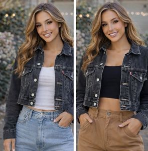 Levi’s Black Cropped Denim Jacket (S)